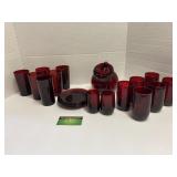 Red Glass Dishware Set