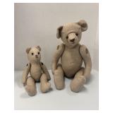 Vintage Handmade Wool Button Jointed Bears