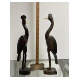 (2) Wood Bird Statues