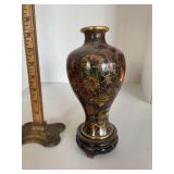 10" Decorative Vase on Wooden Pedestal