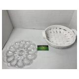 Pottery Basket w/ Egg Holder