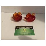 Amberina Swan Toothpick Holders