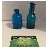 (2) Blue Decorative Colored Glass Bottles