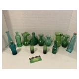 (13pc) Green Decorative Glasses Collection
