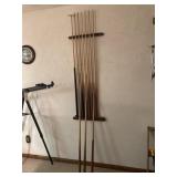 Pool Cues & Holder