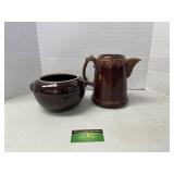 Crock Pottery Bowl & Coffee Pot