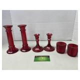 Red Glass Decorative Candleholders
