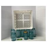 Mason Jars & Plastic Tote