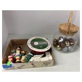 Assorted Christmas Decorations & Large Jar
