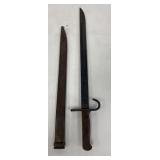 Bayonet with scabbard 20 1/4" Long. No markings