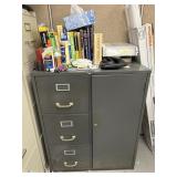 Gray Metal Filing Cabinet and Contents