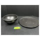 Temuka Matte Black Frosted Bowl & Plate
