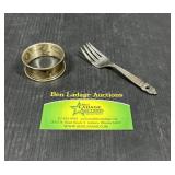 Pair Of Sterling Silver Pieces-Baby Fork & Napkin