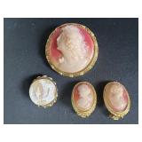 Cameo clip on earrings and Brooches / Pendants