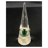 18K Ring with Green Emerald Stone