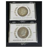 2 Kennedy Memorial Half dollars 1964