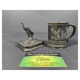 Elephant trinket box 695 and flower cup 025
