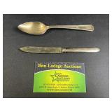 (2) Silver Plate Spoon and Knife