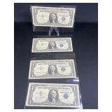 (4) One Dollar Blue Seal Silver Certificates