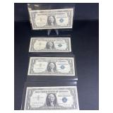 (4) One dollar Blue Seal Certificates