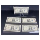 (5) One Dollar Blue Seal Certificates