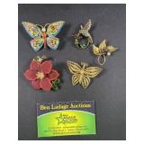 5 Vintage Brooches / Pendants