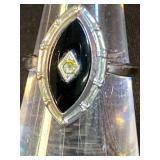 Sterling Silver - Black & White stone ring