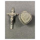 Sterling Sliver Cross & Heart Locket - 925 FAS