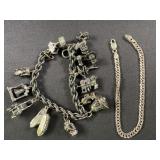 Sterling Silver Bracelet with Charms -Most are 925