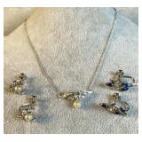 Sterling Silver Necklace and 2 Earrings