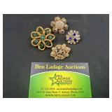 4 Floral Brooches / Pendants
