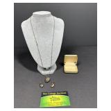 Sterling Silver Necklace & Earrings - 9.21g