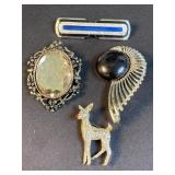 4 vintage Brooches / Pendants  & ear cuff
