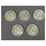 (5) JFK Silver Clad Half Dollars