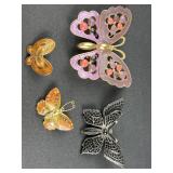 4 Butterfly Brooches / Pendants