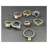 8 costume rings - size 4 - 9