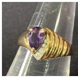14K Ring Purple & White stones