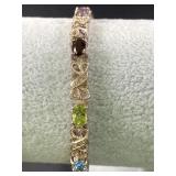 Sterling Silver Tennis bracelet with colored gems