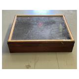Hinged wood & glass showcase 24 .5 " x 20 " x 5.5