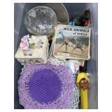 Trinkets, doilies Pez & Knick knacks