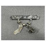 Sterling Silver pin with Charms