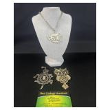 Peace Necklace, Owl & Turtle Pendants