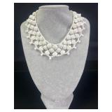 Vintage White Floral Beaded Collar Necklace