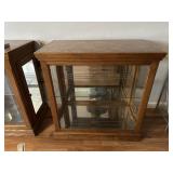 Oak Glass Display Cabinet with Mirrored Back