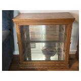 Oak Lighted Display Cabinet with Glass Shelves