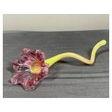 Art Glass Flower Stem Pink & Yellow