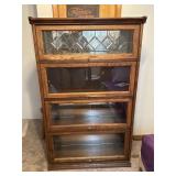 Stacking Barrister Bookcase with Leaded Glass Top