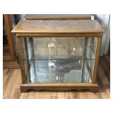 Oak Countertop Curio Display Cabinet