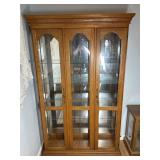 Oak Lighted Curio Cabinet w/ Glass Shelves