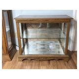 Oak Countertop Curio Display Cabinet